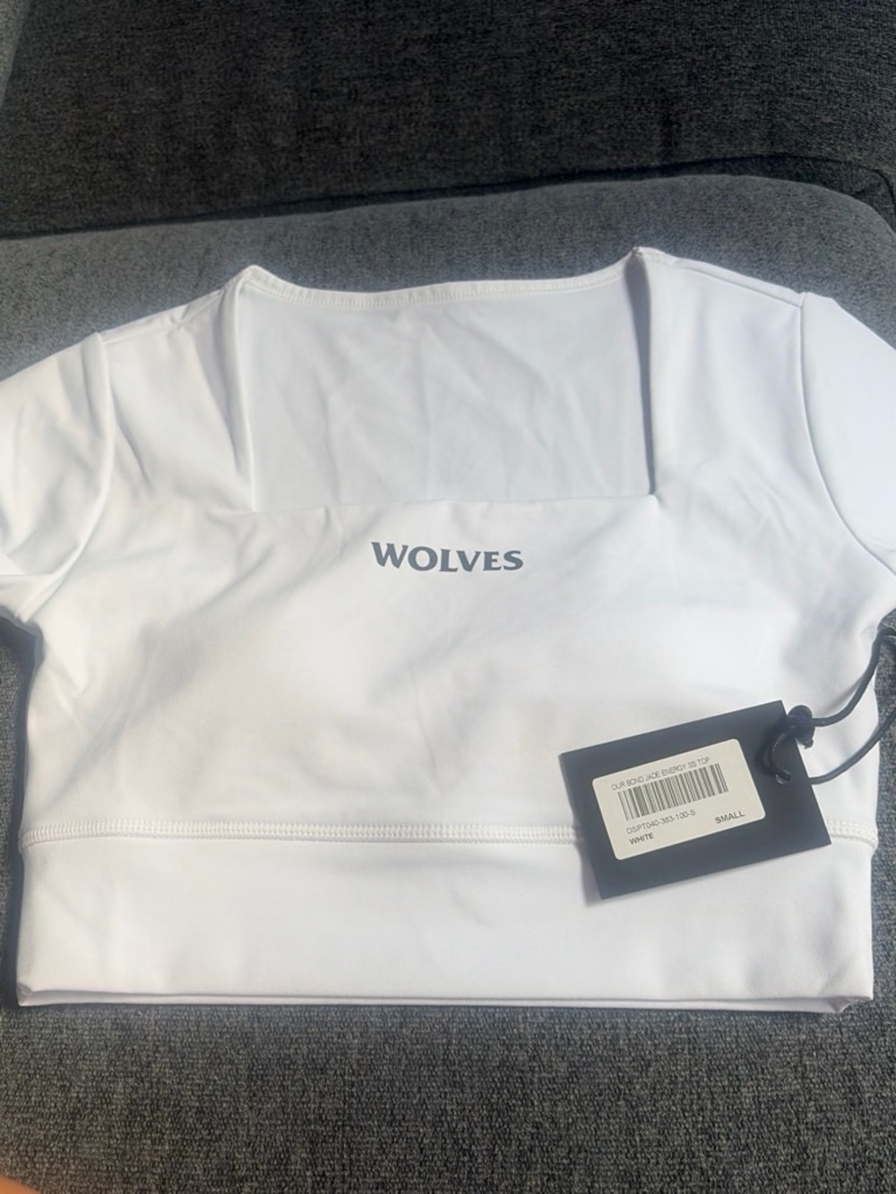 Wolves White Cropped Tee — Modern Square Neck